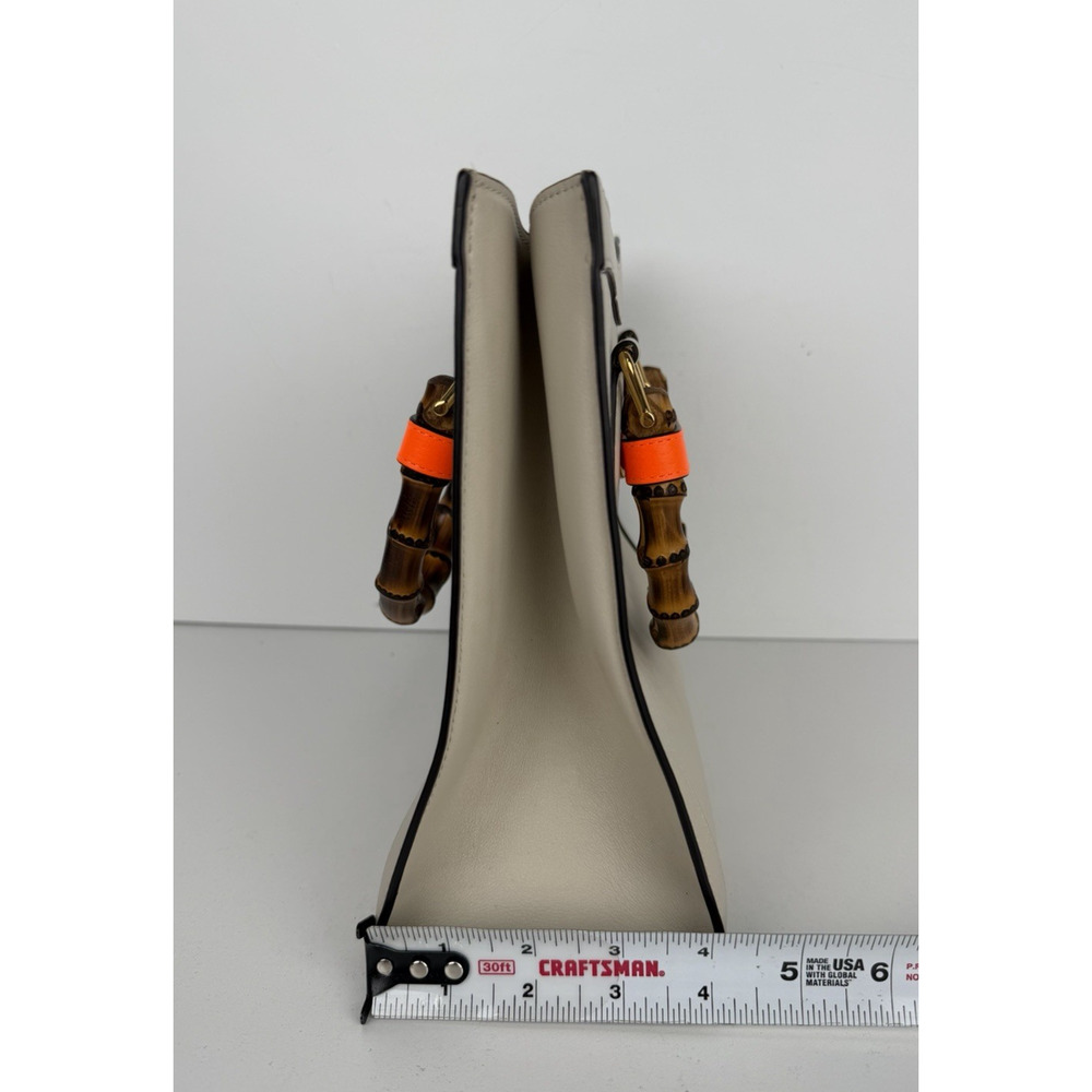 Gucci Diana Small Tote Bag in Beige with Orange Fluo Leather Bamboo Handles B5 - Picture 16 of 16